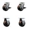 Service Caster 4'' High Temp Glass Filled Nylon Caster Set w/Roller Bearing 2 Brakes 2 Rigid, 4PK SCC-20S420-GFNRHT-TLB-2-R-2 - alternate 1